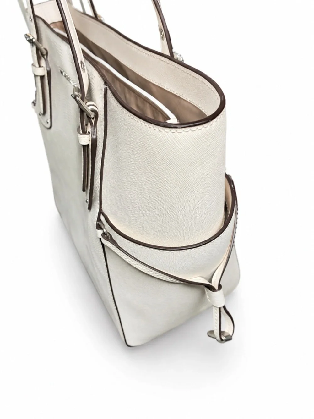 🤍 Michael Kors Ivory Perforated MK Logo Tote 🤍